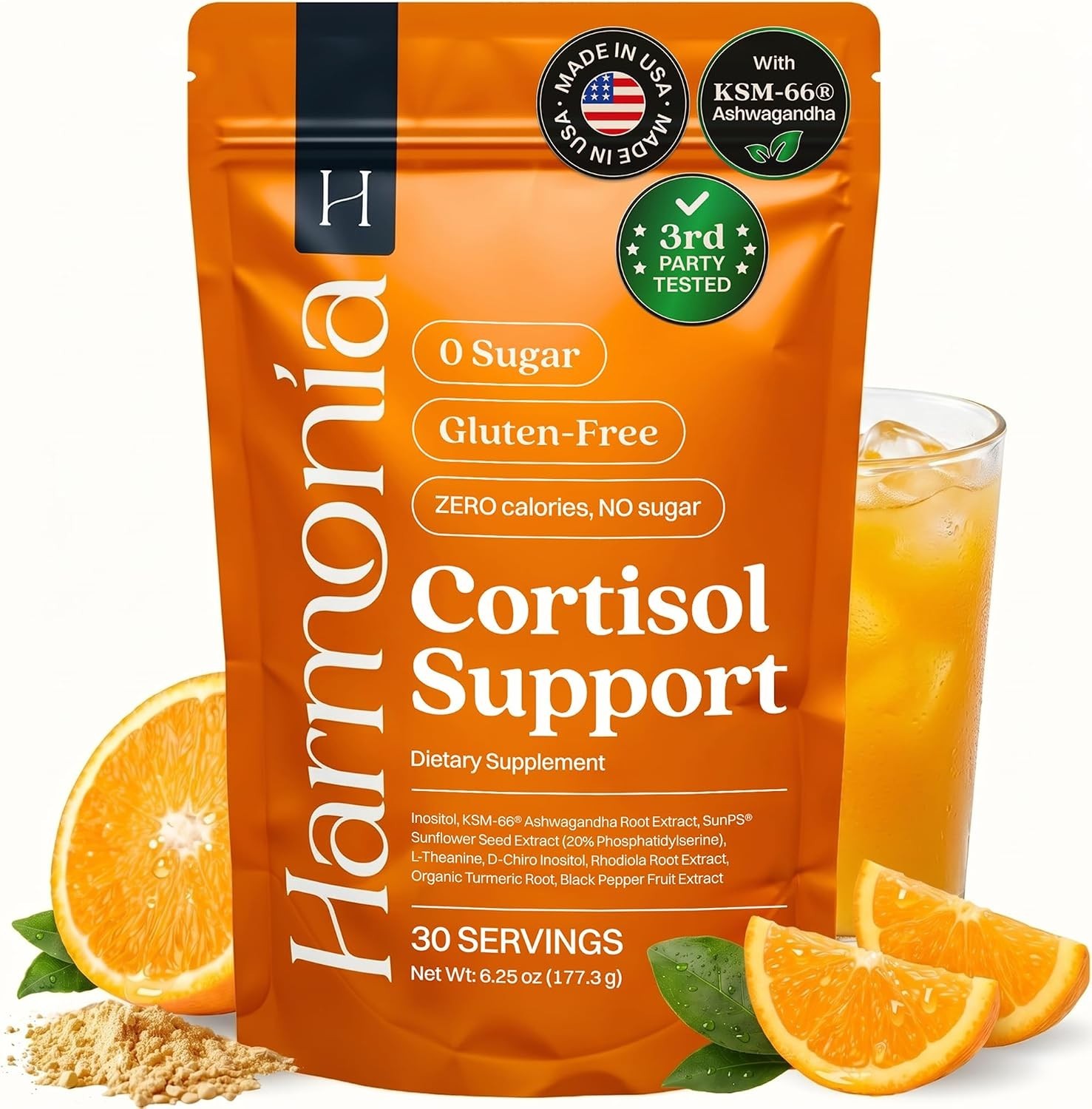 Harmonia Cortisol Cocktail Supplement Drink – Stress & Sleep Support, 30 Serving