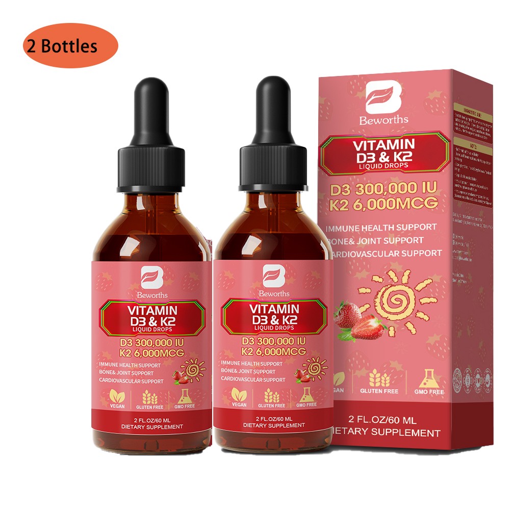 2X Vitamin K2 (MK7) with D3 10000 IU Liquid Drops Supplement Vitamin D3 K2 60ml