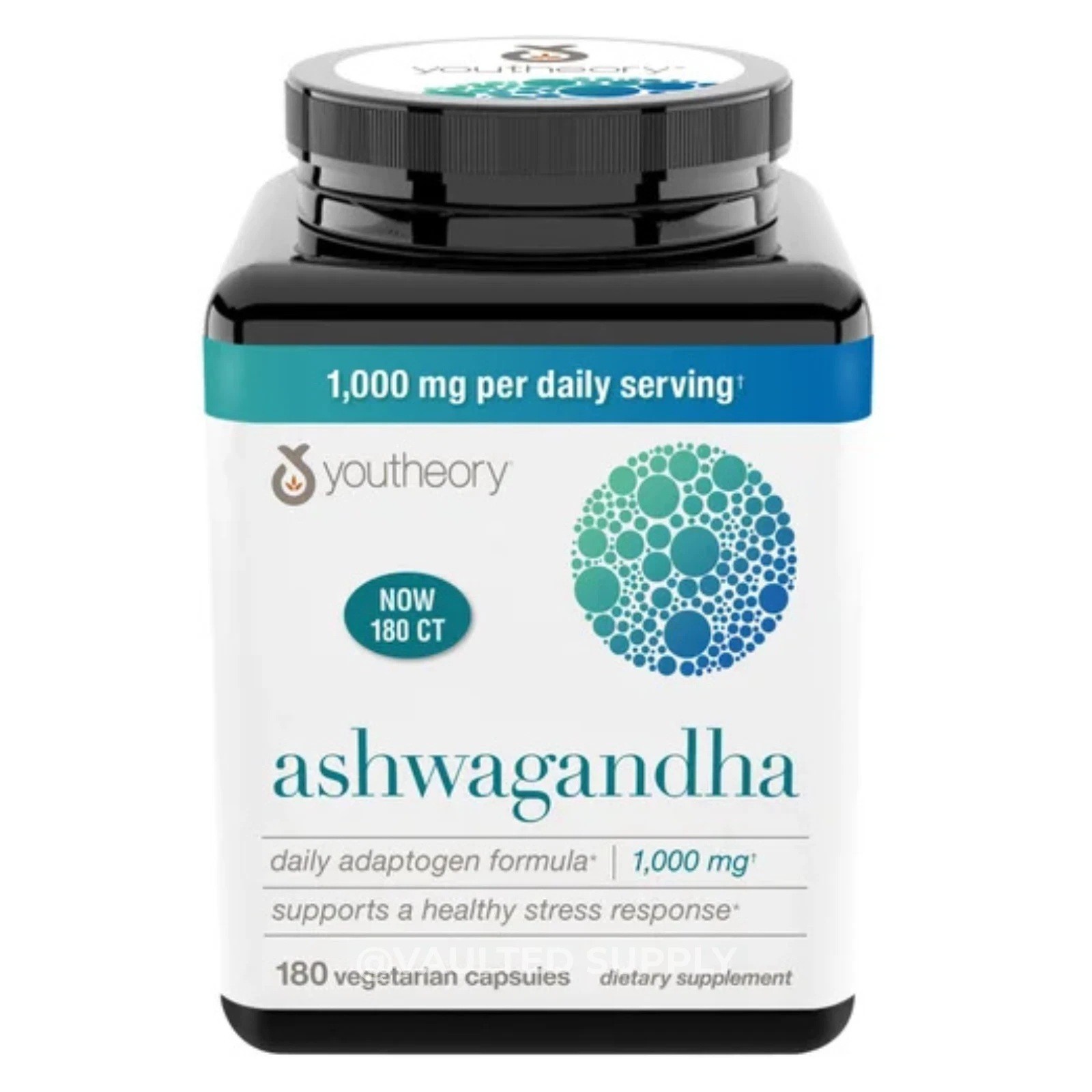 Youtheory Ashwagandha 1000 mg, 180 Vegetarian Capsules Exp: 07/27