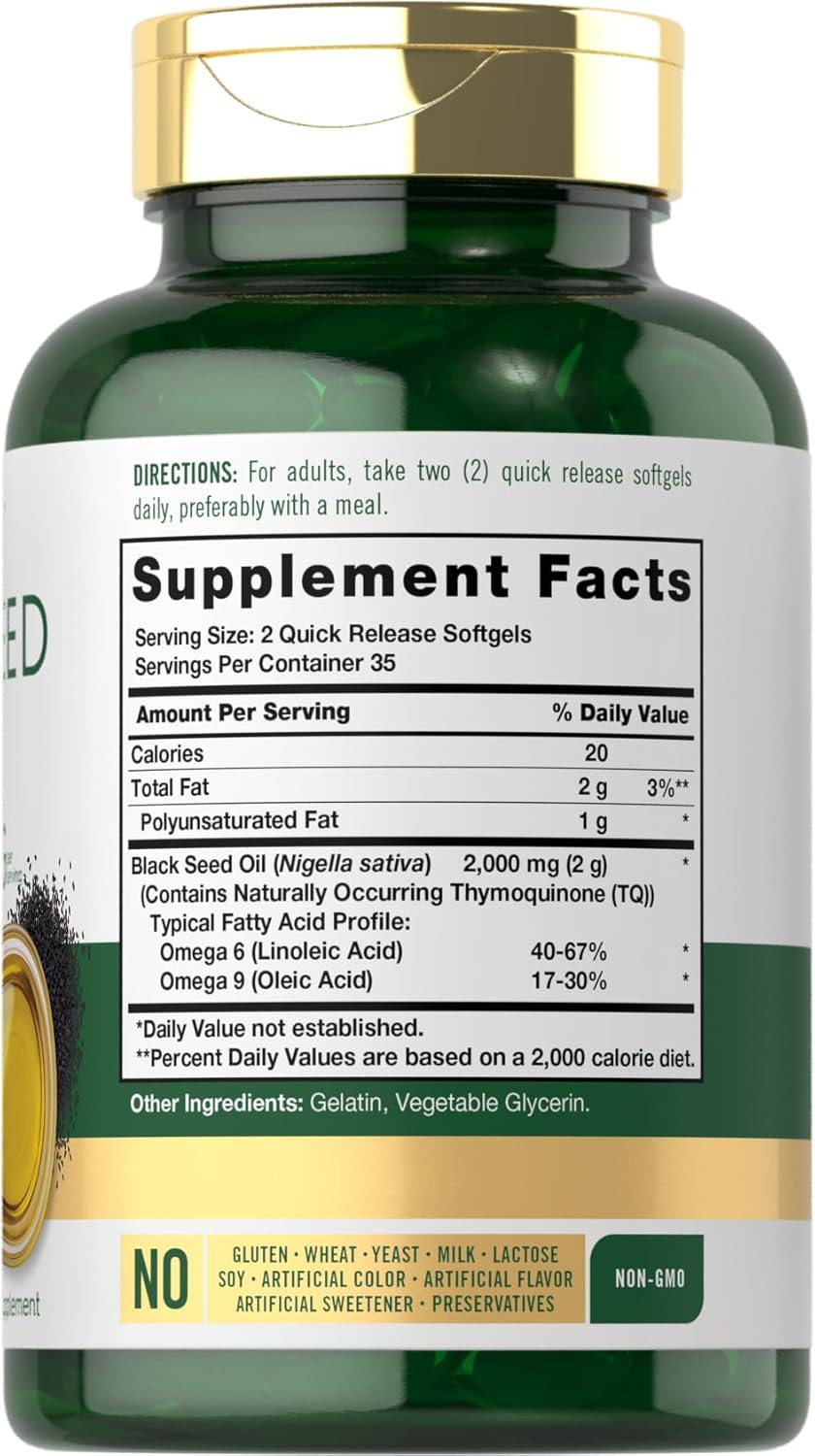 Carlyle Black Seed Oil Softgel Capsules | 2000Mg | 70 Pills | for Women & Men |