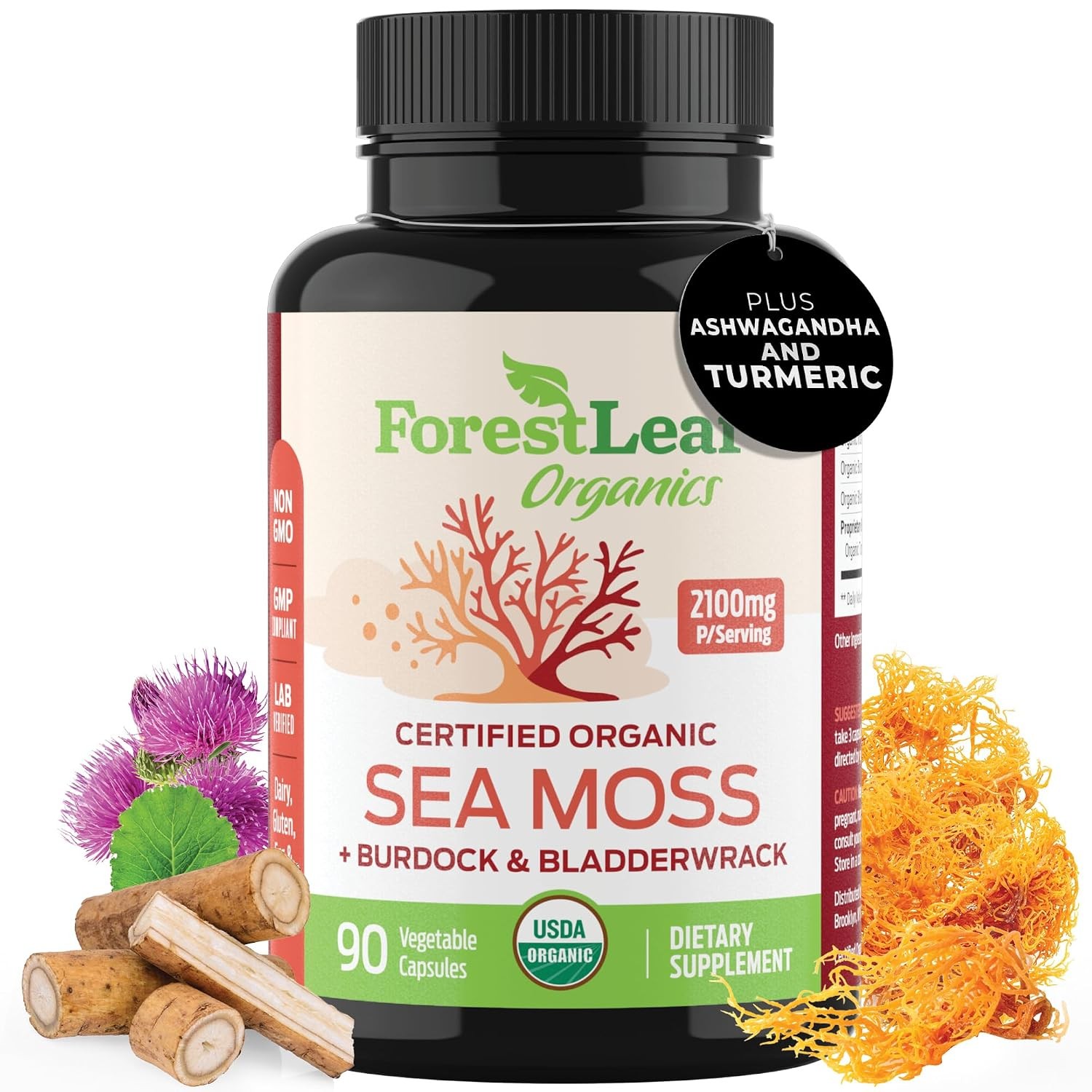 ForestLeaf Organic Irish Sea Moss Capsules | 2100mg Raw Seamoss Pills Advanced S