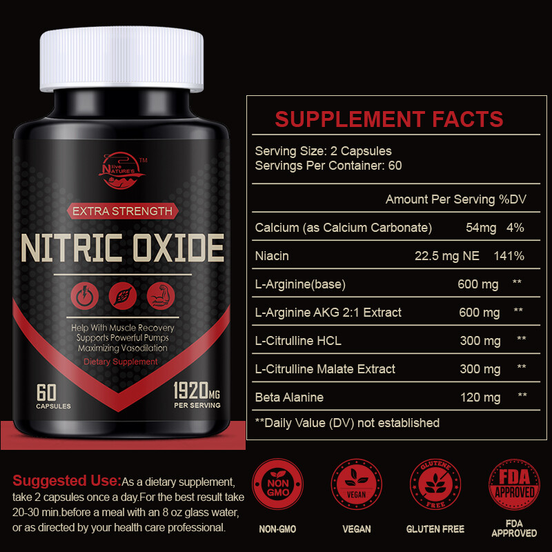 Nitric Oxide Booster Supplement for Blood Circulation and Flow,Endurance/Energy