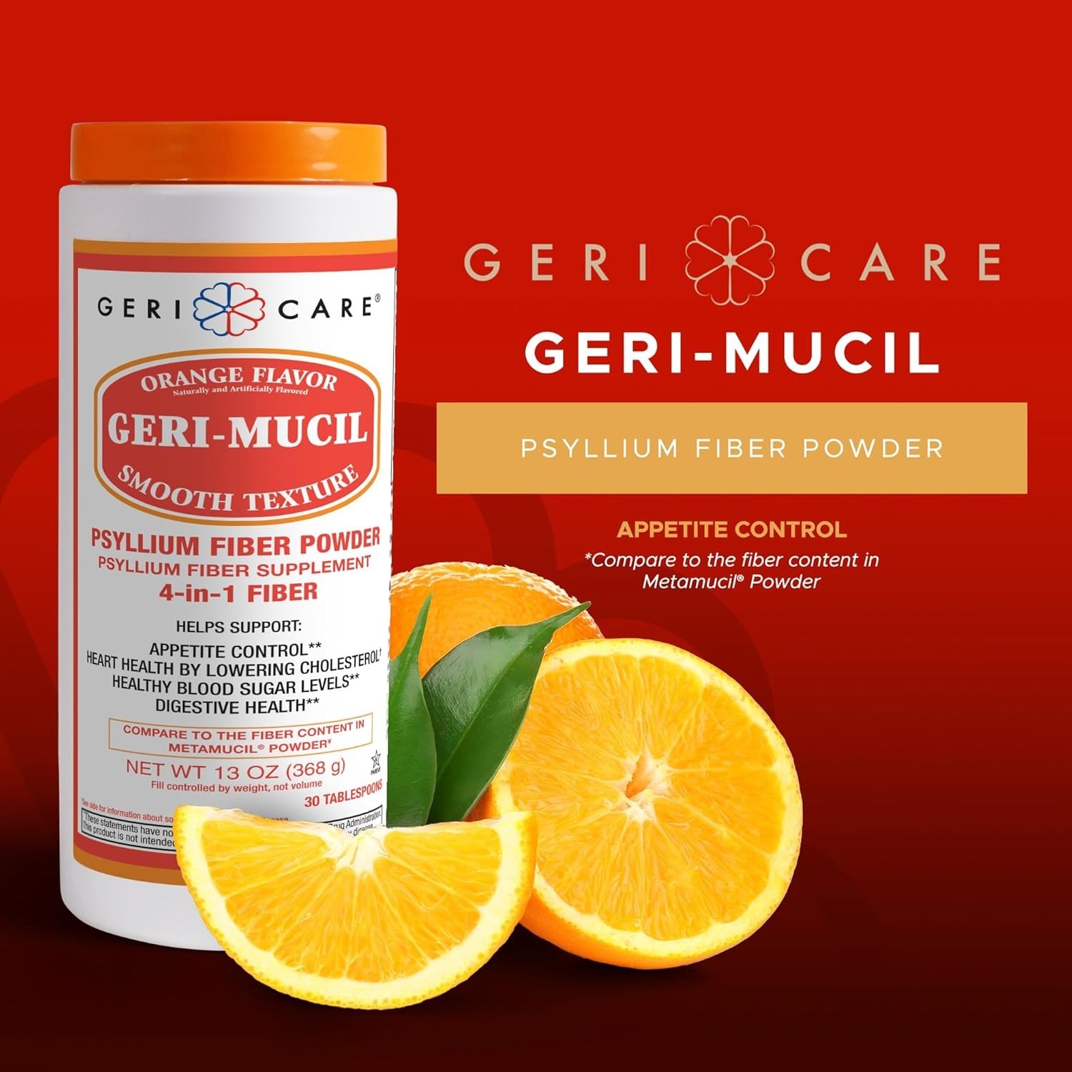 Daily Fiber Booster: Geri-Mucil 13oz Orange Psyllium Powder for Digestive Health