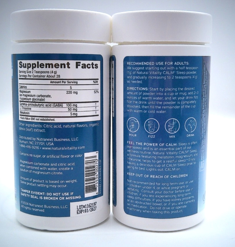 2Pk- Natural Vitality Calm Sleep Wildberry Drink Mix, 4 Oz. Each, 8/26+