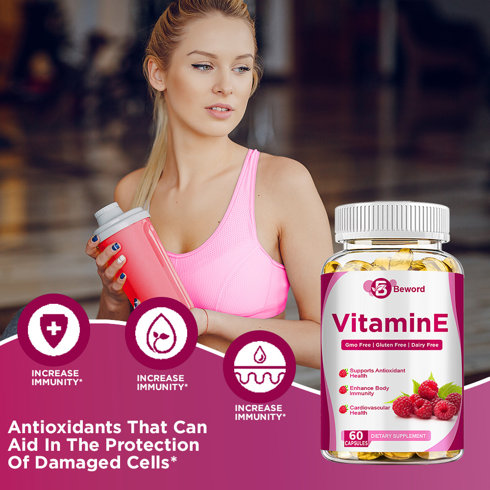 Vitamin E 400 IU 180mg Capsules Supports Skin Hair Immune & Eye Health