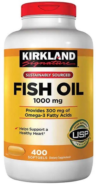 Kirkland Fish Oil 1000 mg, 300mg Omega-3, 400 Softgels EXP 08/2027