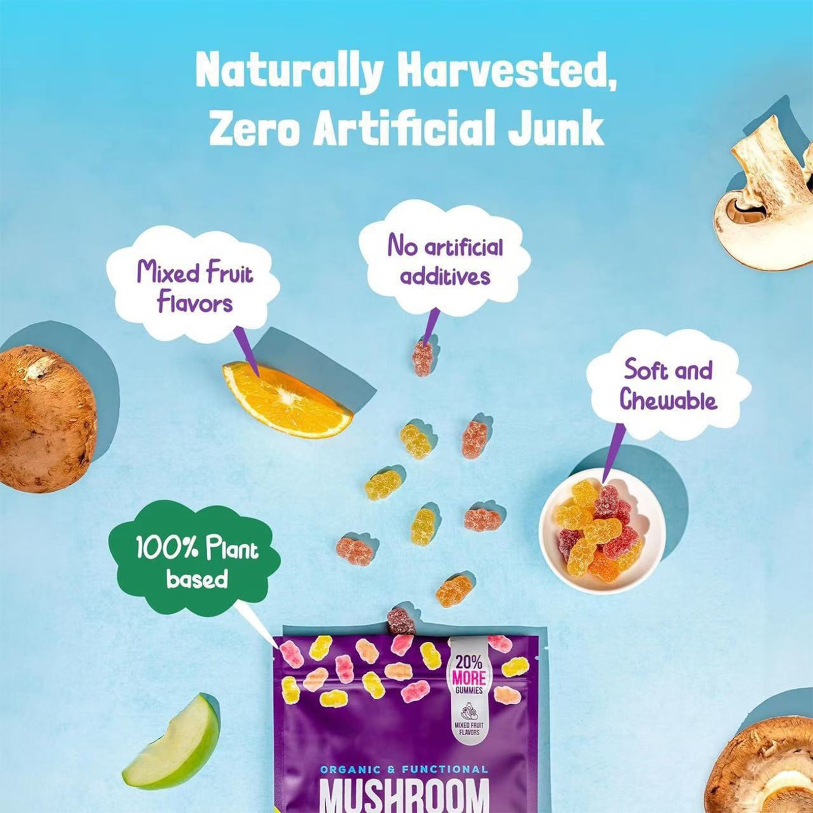 400Pcs Mushroom Gummies Supplement With Ashawanduha Functional Mushroom Gummies
