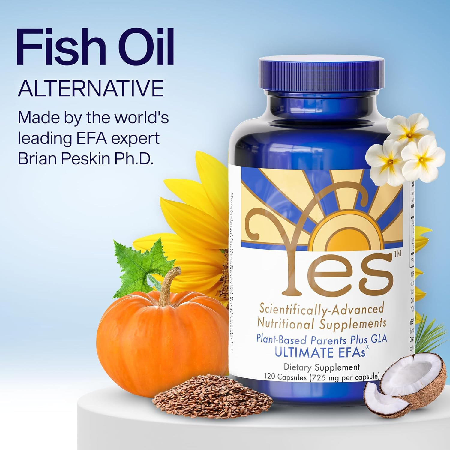 YES Plant Based Omega 3 & 6 Fish Oil Alternative, Burpless – Heart, Skin, Eye &