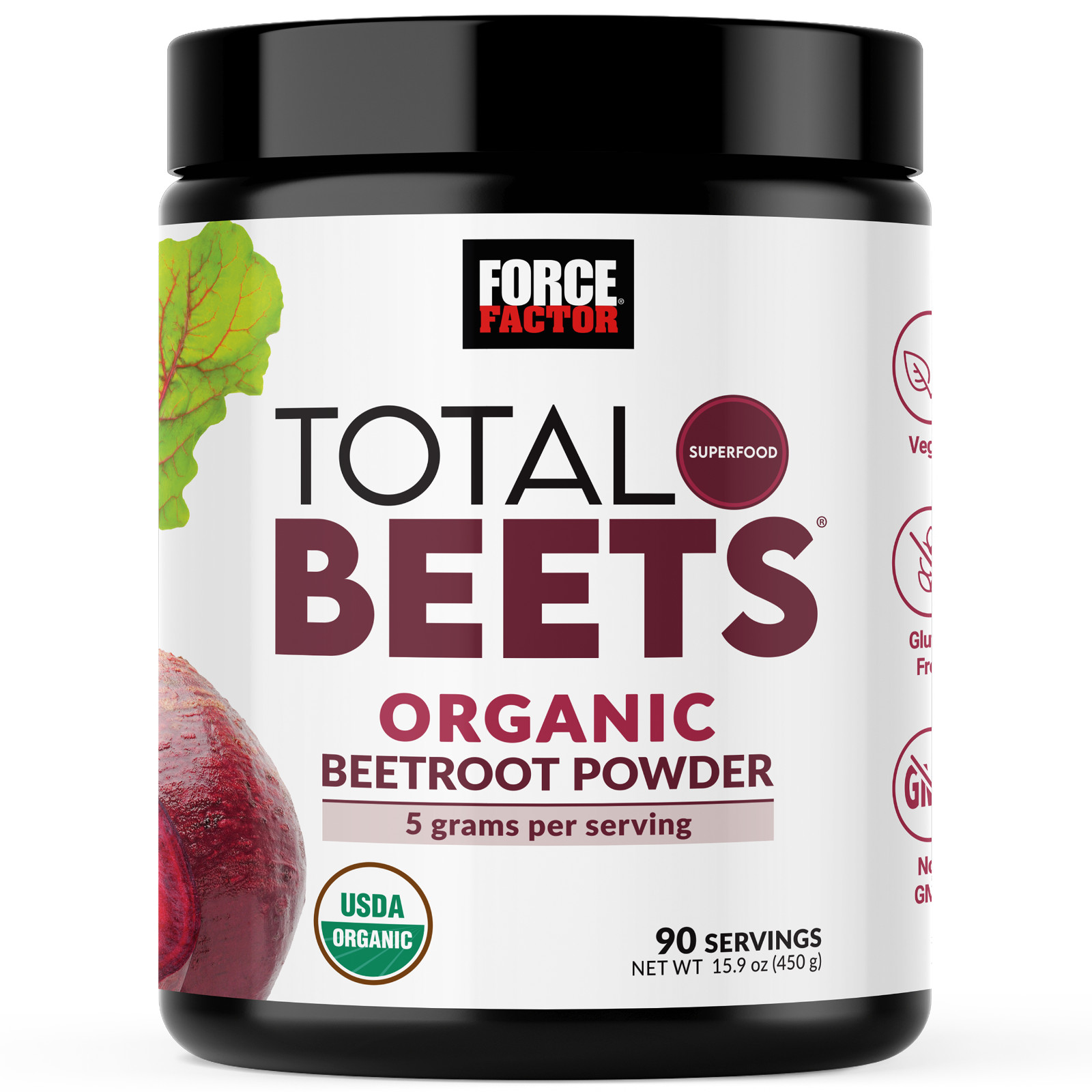 Force Factor Total Beets Organic Beetroot Powder Superfood Non-GMO & Vegan
