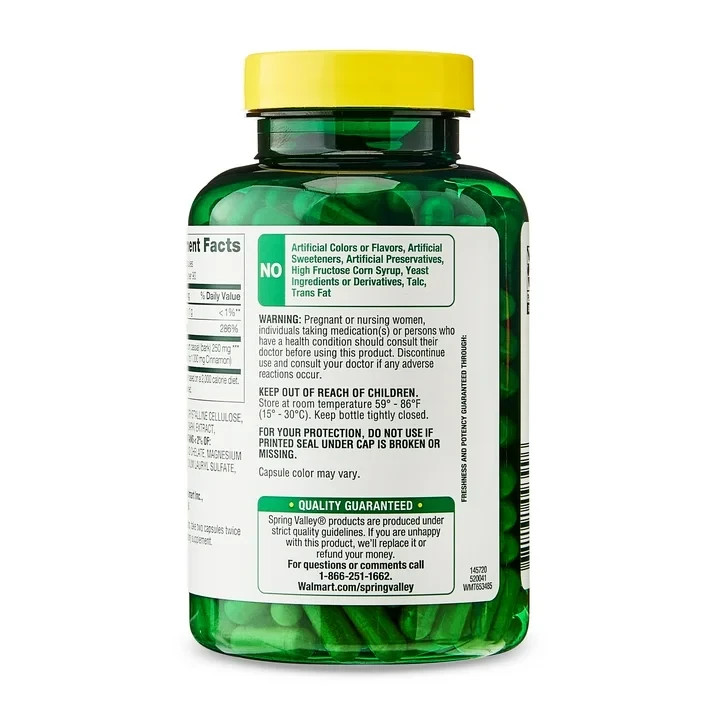Spring Valley Cinnamon + Chromium 500 mg Metabolism Support, 180 Ct