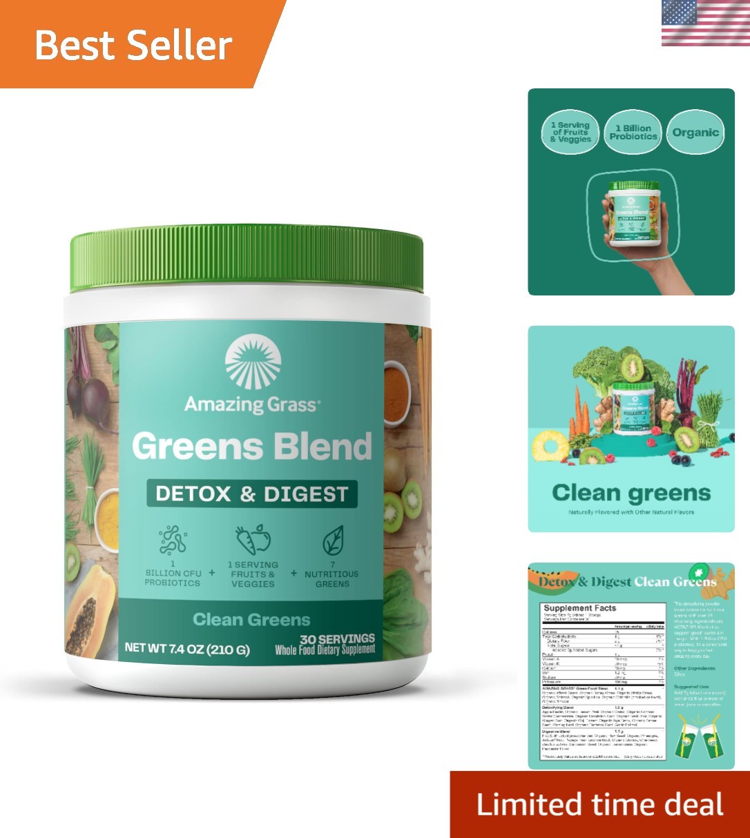 Super Greens Detox Powder – 30 Servings of Nourishing Digestive Support