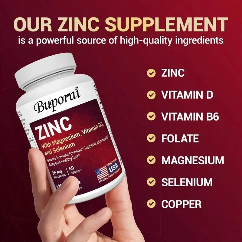 Zinc with Magnesium, Vitamin D3, Selenium 120pcs, Enhance Skin Vitality,Immunity