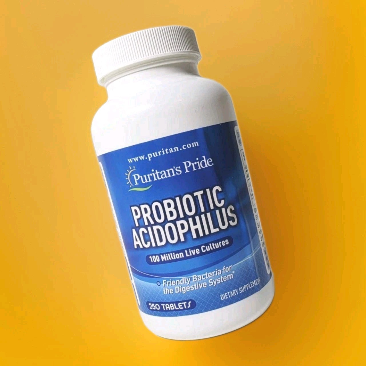 Puritans Pride Probiotic Acidophilus Tablets, White, 250 Count Gluten Free
