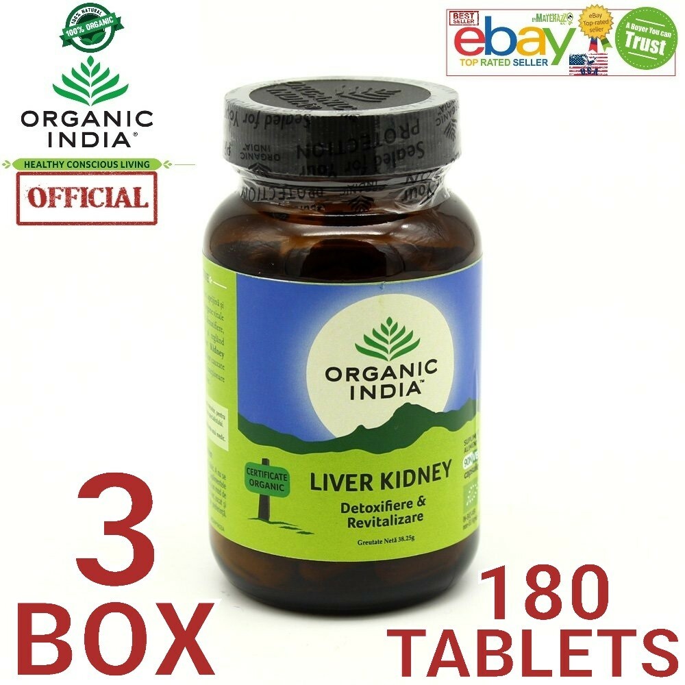 ORGANIC INDIA Liver Kidney Exp.2025 OFFICIAL USA 3 BOX 180 Capsule Care Health
