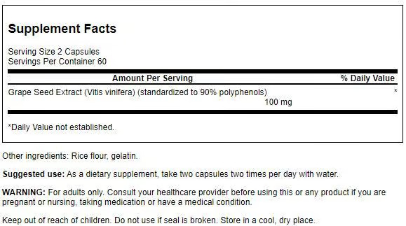 Swanson Grape Seed Extract (Standardized) 50 mg 120 Capsules