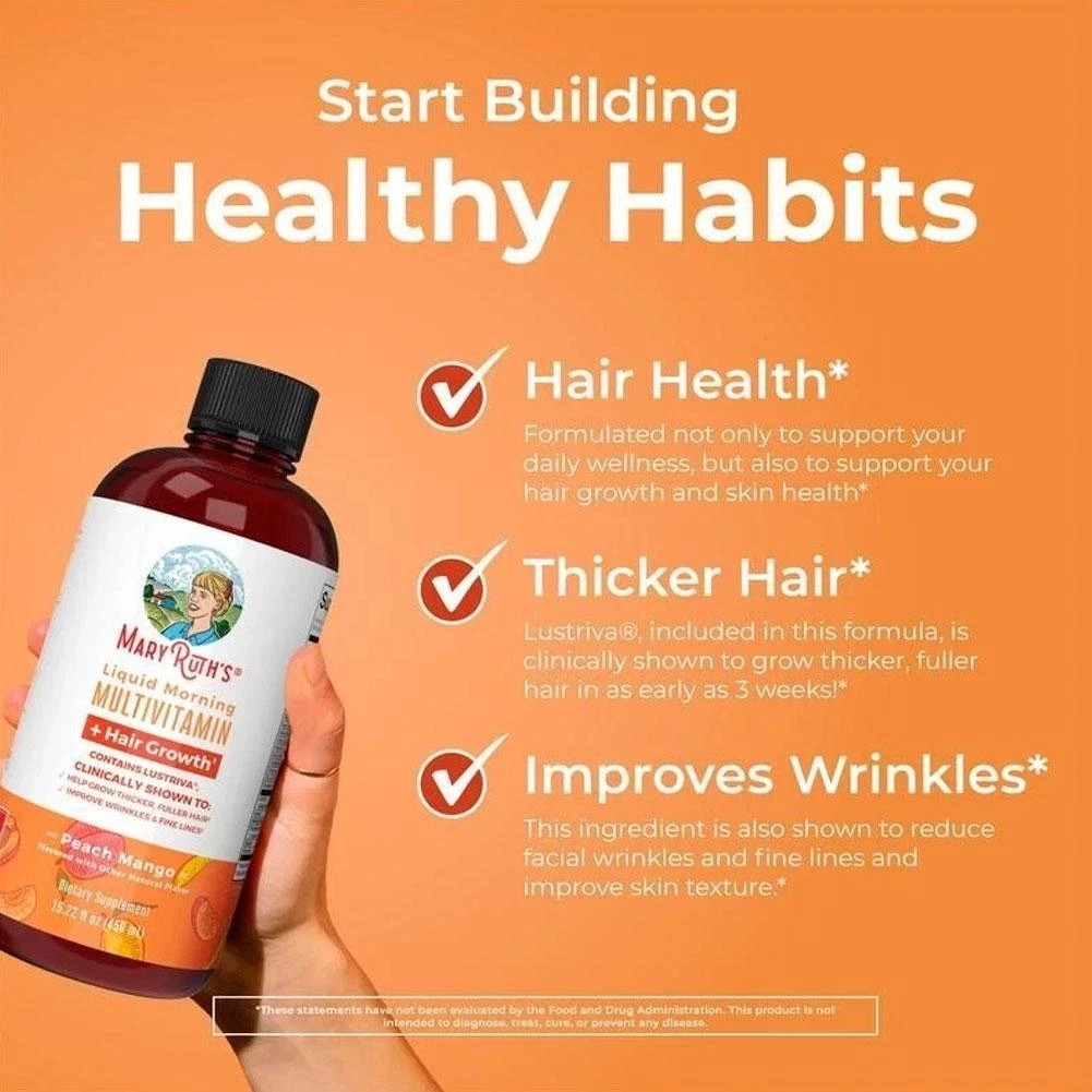 MaryRuth’s Liquid Multivitamin + Hair Growth-Clinically Tested for Thicker Hair
