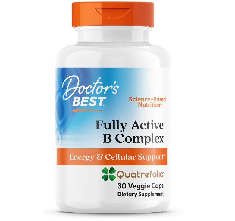 Fully Active Vitamin B Complex Methyl B12 Quatrefolic Folate Energy 30 Veg Caps