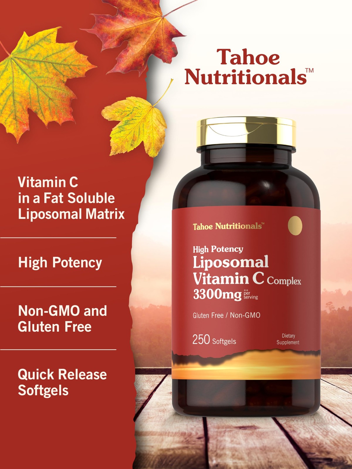 Tahoe Nutritionals Liposomal Vitamin C Complex | 3300mg | 250 Softgels | High…