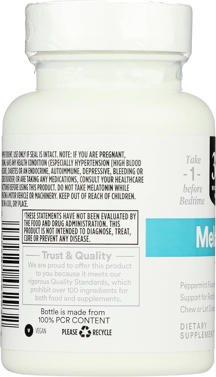 Melatonin Lozenges 1mg, Peppermint Flavor, 60 Count