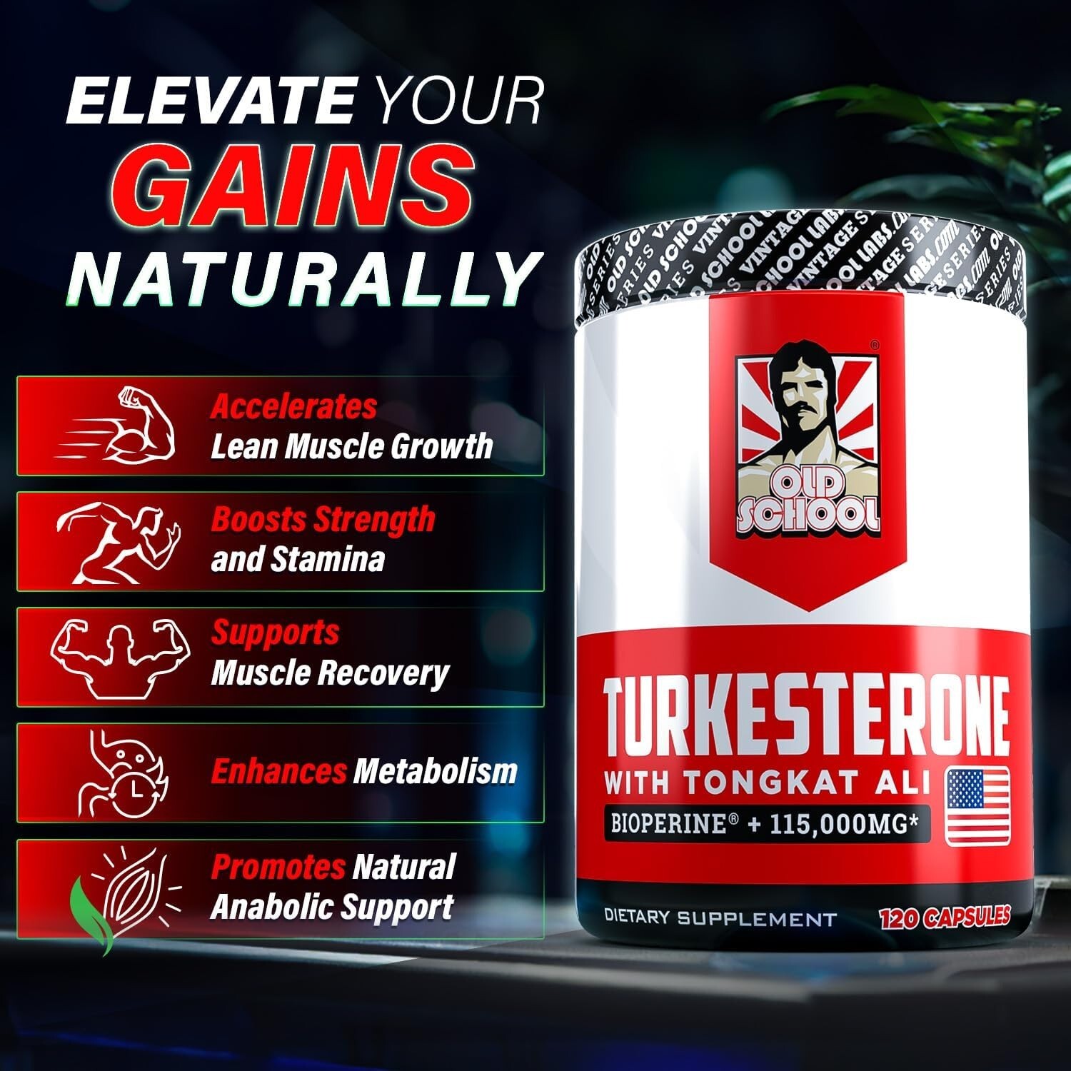 Turkesterone 15,000mg – 120 Capsules, Non-GMO & Gluten-Free Supplement USA–