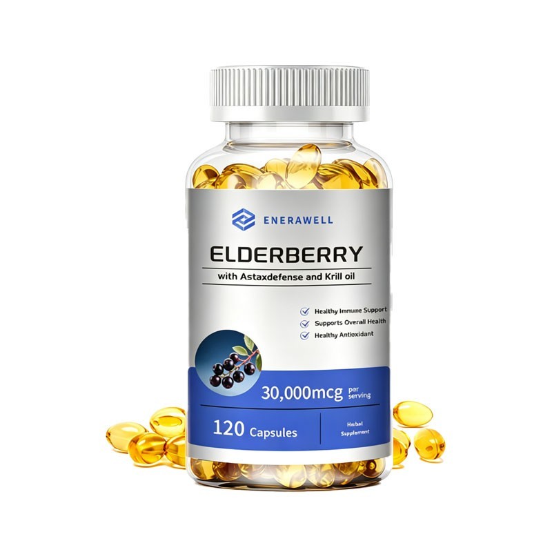 Krill Oil 1000mg -with Omega-3 EPA, DHA, Astaxanthin & Black Elderberry Extract