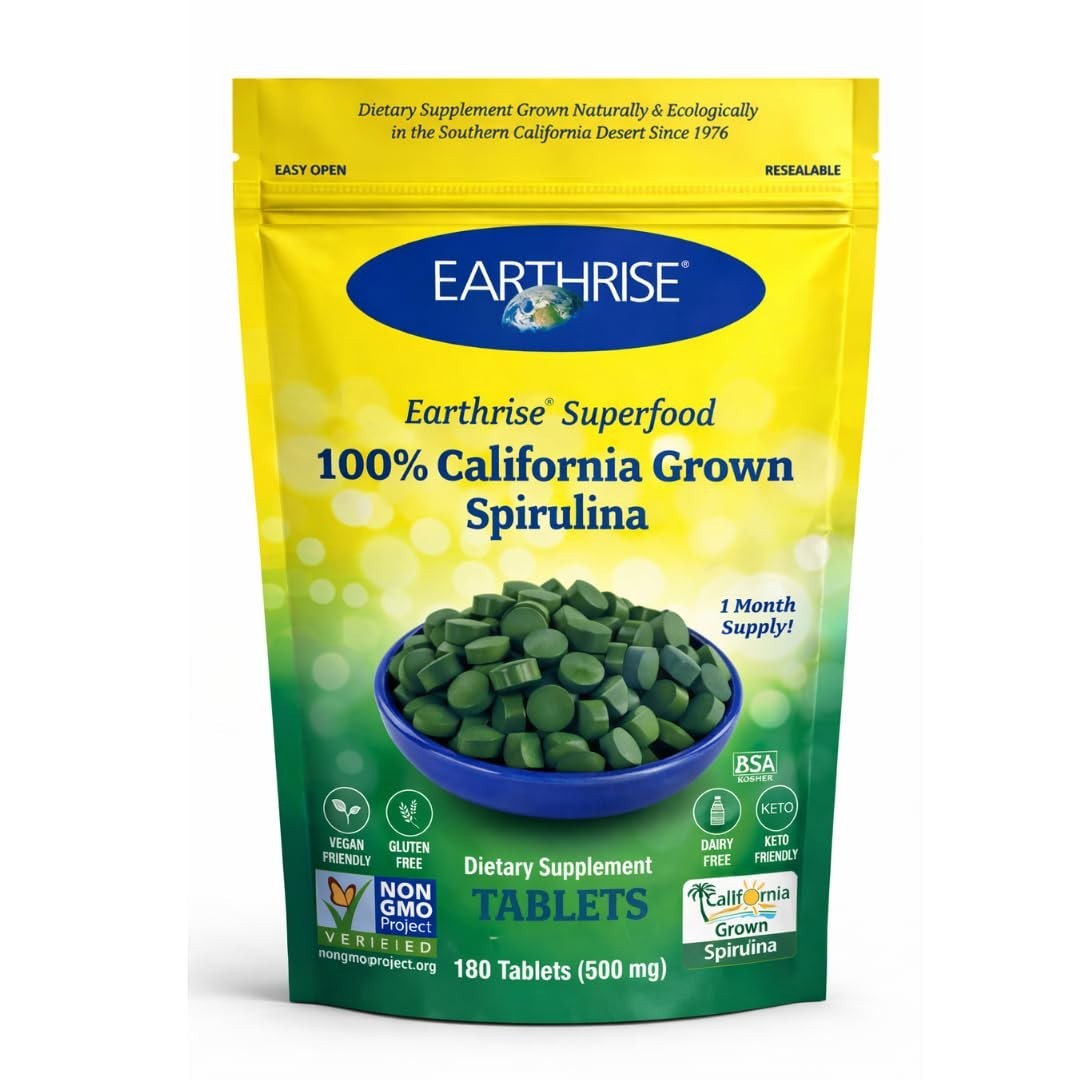 Premium Spirulina Tablets 500mg – 180 Count | Vegan, Gluten-Free, Non-GMO, Keto