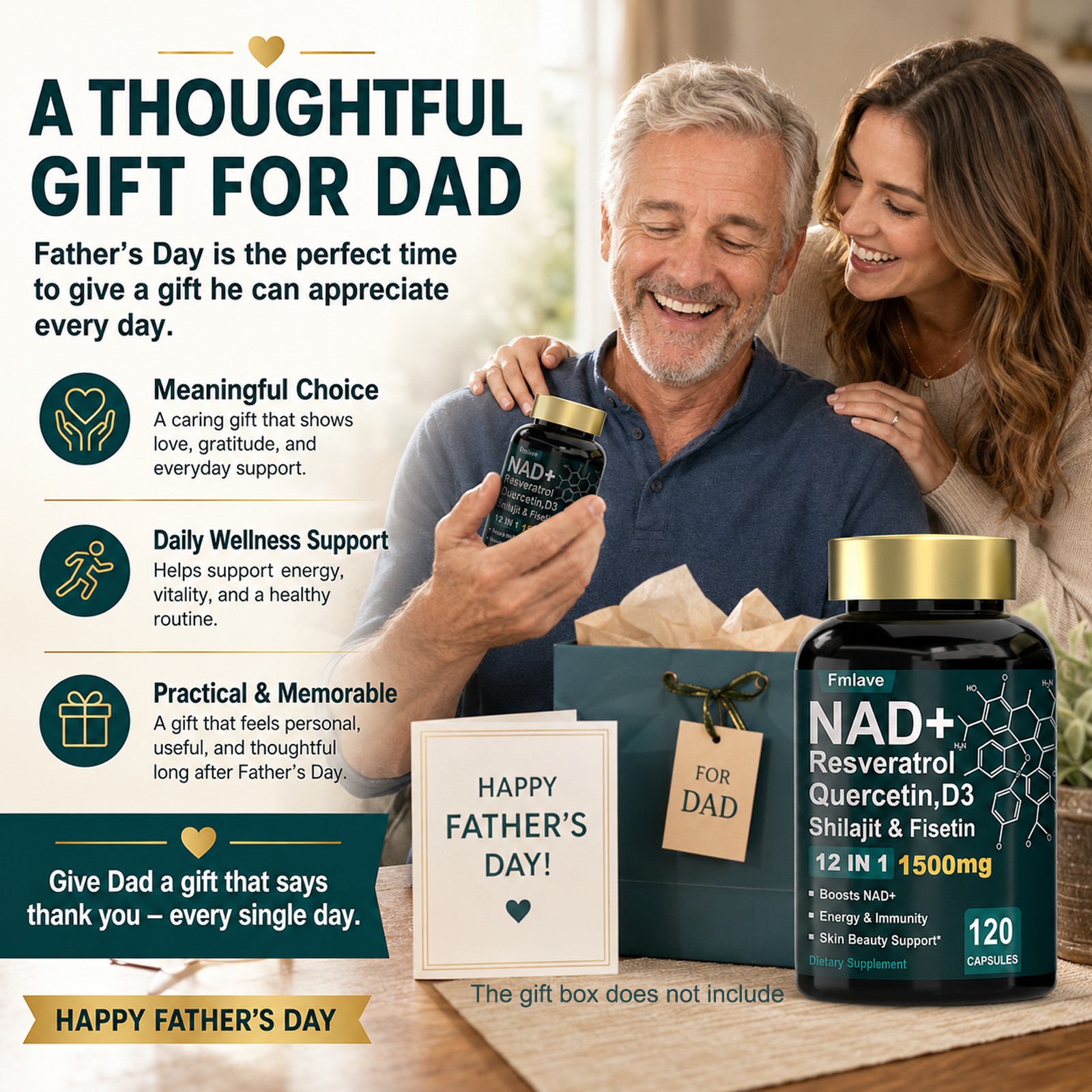 NAD+ Supplement 1500mg with Resveratrol | Cellular Health & Energy | 120 Caps US