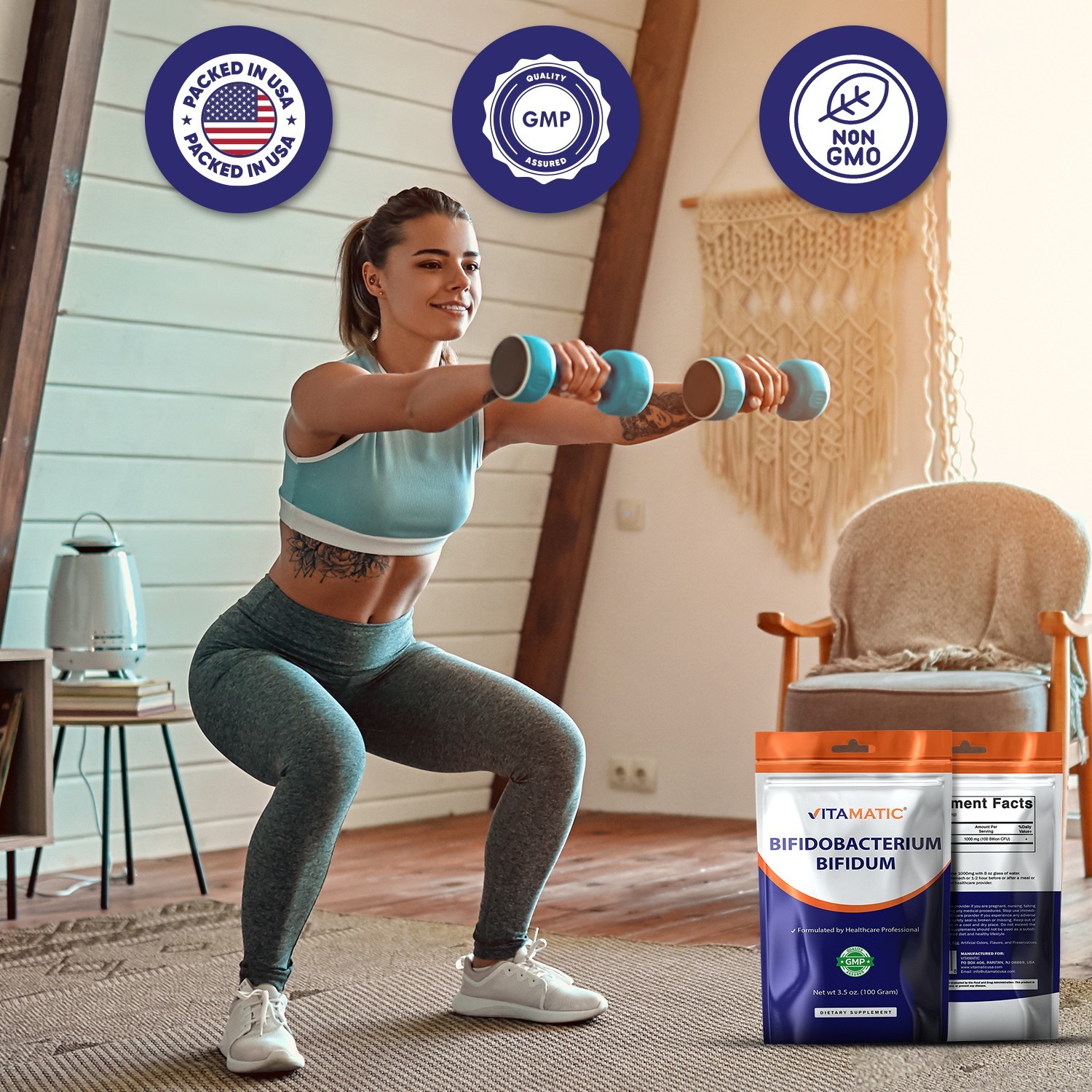 Vitamatic Bifidobacterium Bifidum Probiotic Powder – Digestive Support 100 Gr