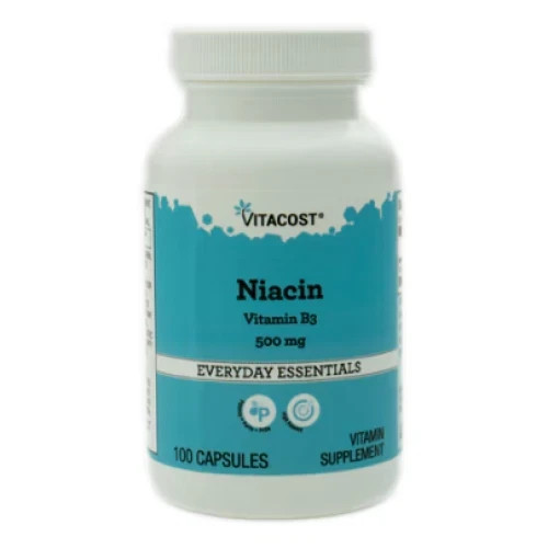 Vitacost Niacin (Vitamin B-3) 500 mg – Circulation – 100 Capsules – 2/2028