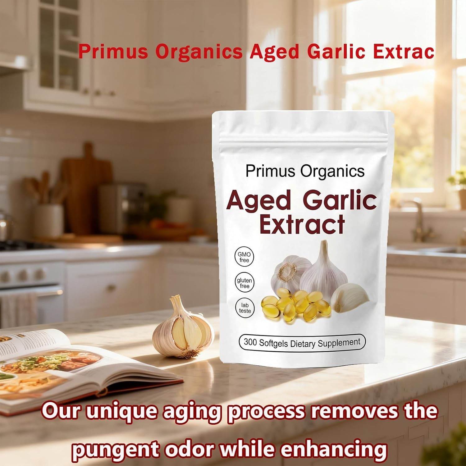 Primus Aged Garlic Extract Softgels 24 Odorless All-Natural Vegetarian 300 C…