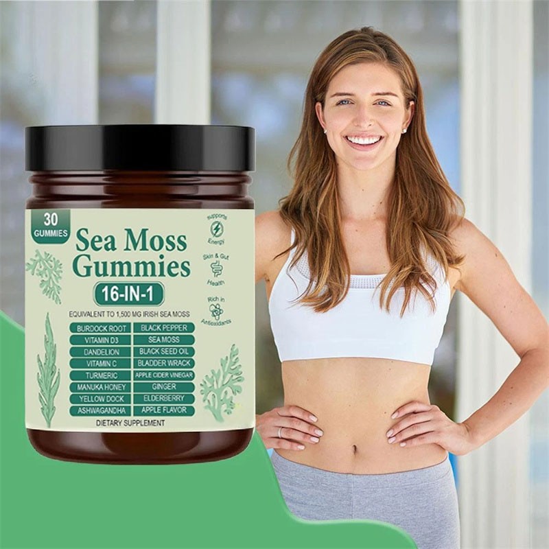 2X16 in 1 pure Sea Moss Gummy | Irishmoss Extract 6000Mg | Green Apple Flavor