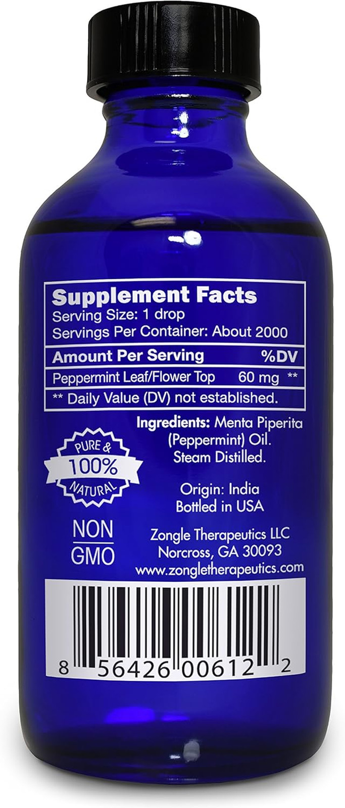 Zongle Therapeutics Peppermint Essential Oil – 100% Pure, 4 oz