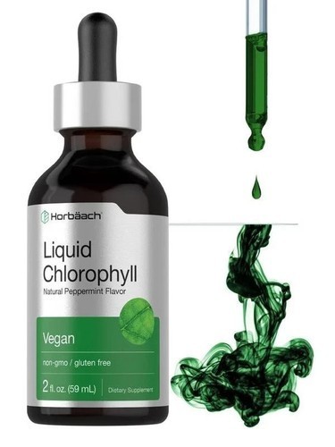 Liquid Chlorophyll Drops 2 oz, Non-GMO, Natural Peppermint Flavor, by Horbaach