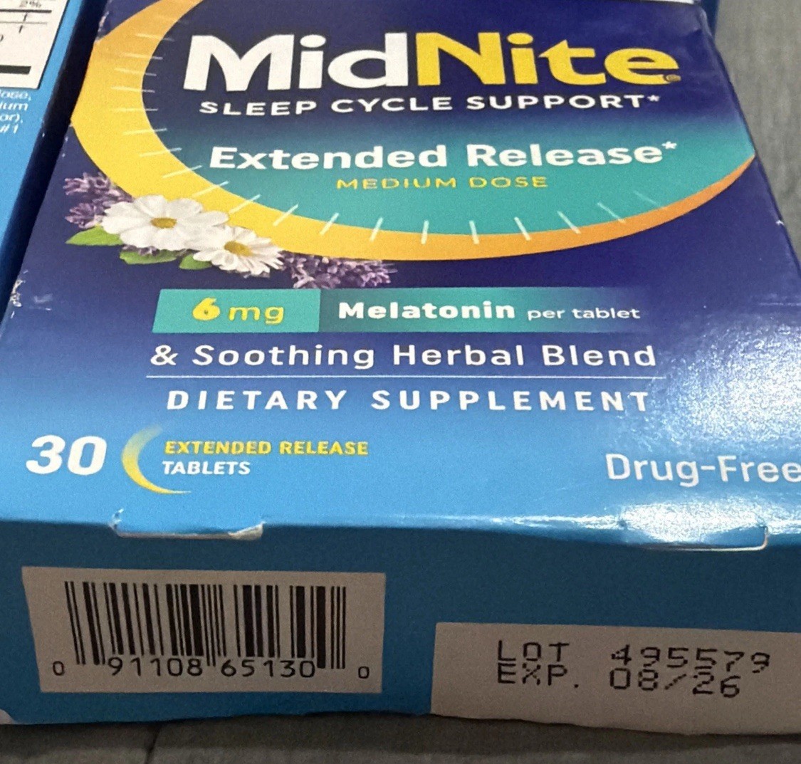 Lot of 6 MidNite Sleep Cycle 6mg Melatonin EXTENDED RELEASE 30 tablets New!