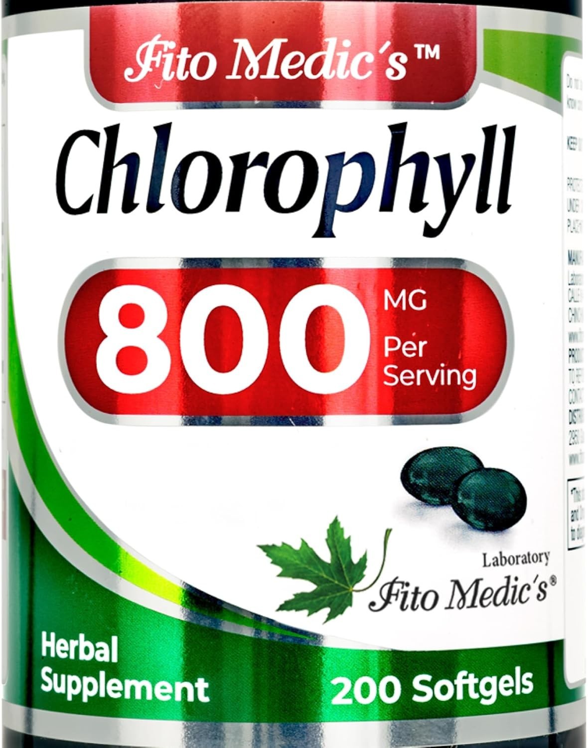 Lab – Chlorophyll – pure – 800 mg per serving- 200 Softgels – chlorophyll capsul
