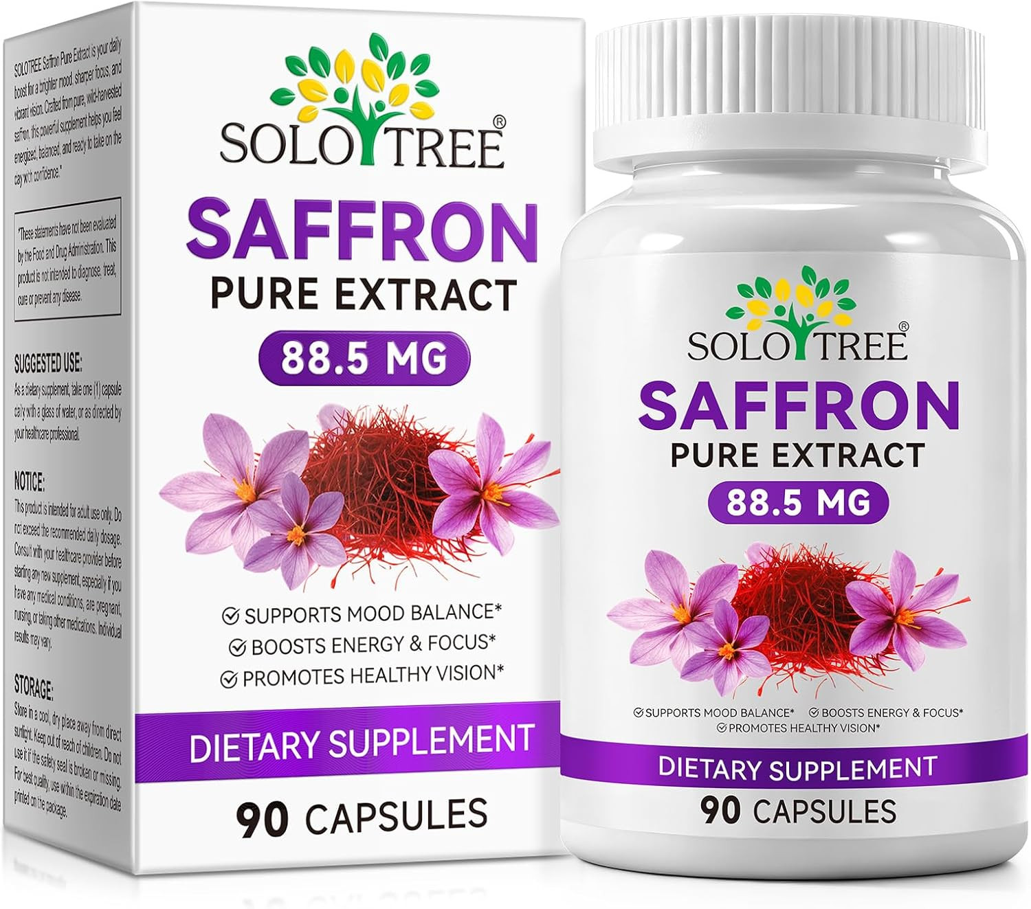 Saffron Supplements, 3 Month Supply, Pure 88.5Mg Saffron Extract for Women & Men