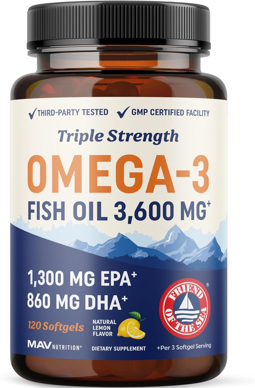 Triple Strength DHA Omega 3 Fish Oil 3600 Mg | over 2100Mg Omega-3 Fatty Acids w