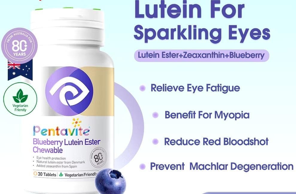 3X Pentavite Blueberry Lutein Ester Chewable Supplement for Vision & Eyes Health