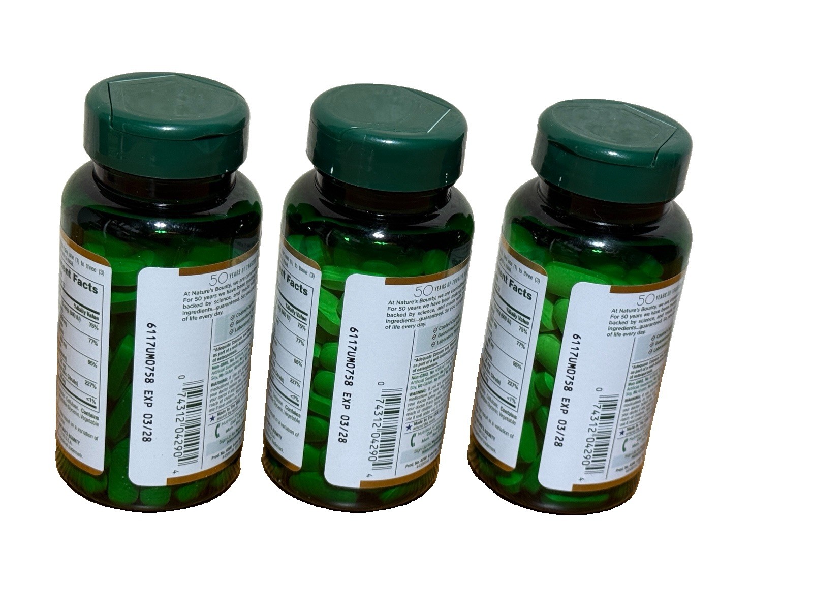 3x 3/28 Nature’s Bounty Calcium Magnesium Zinc with D3 100 Caplets ea