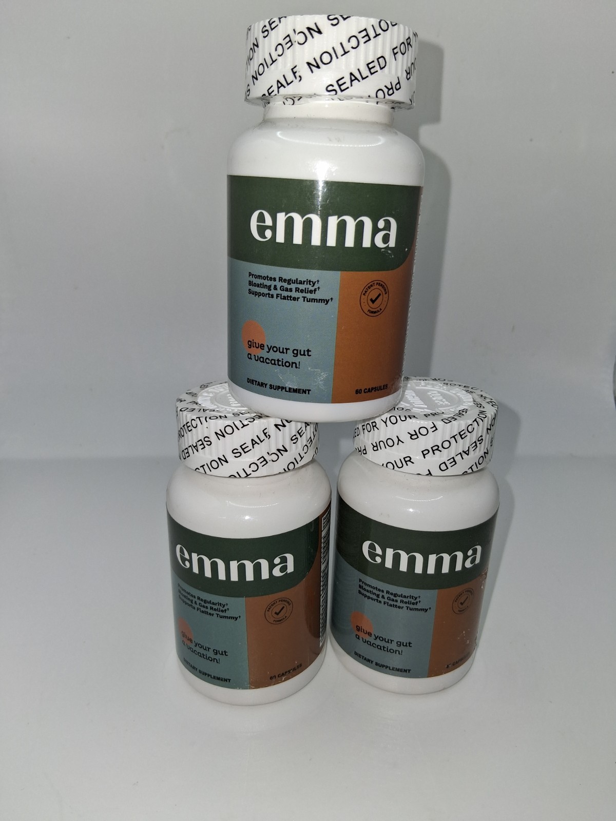 3 Pack Emma Gut Health Supplement 180 Capsules for Bloating Relief & Leaky Gut