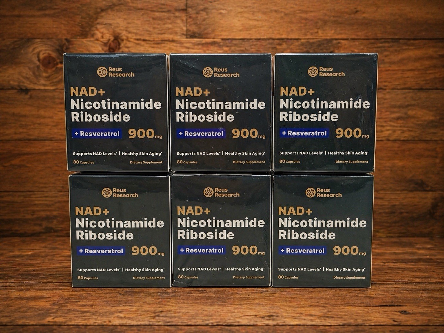 6 Pack NAD+ Nicotinamide Riboside + Resveratrol, 900mg, 80 Capsules. Exp 01/2027