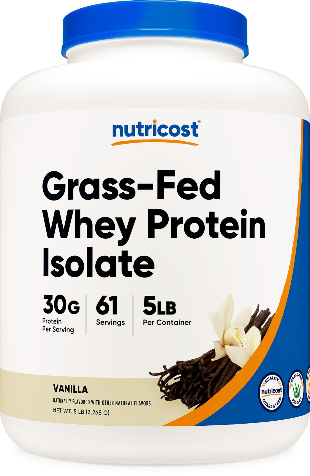 Nutricost Grass-Fed Whey Protein Isolate (Vanilla) 5LBS – Non-GMO, Gluten Free