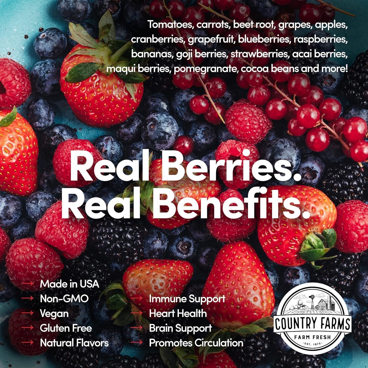 Super Reds – Mixed Berry Superfood Blend with 48 Nutrient-Packed Fruits