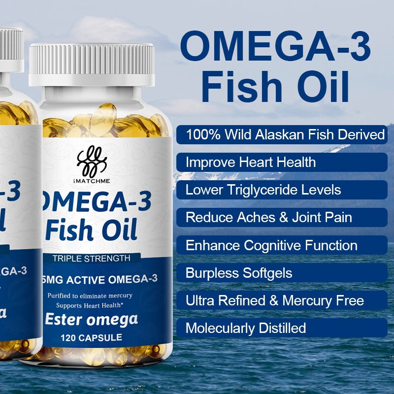 Omega 3 Fish Oil Capsules 3x Strength 2160mg EPA & DHA, Highest Potency 120PCS