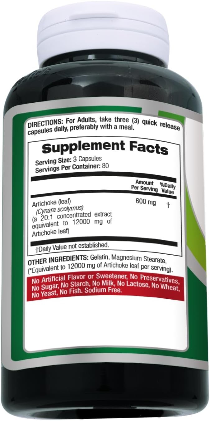 Organic Artichoke 12000mg 240 caps Non-GMO/Gluten Free