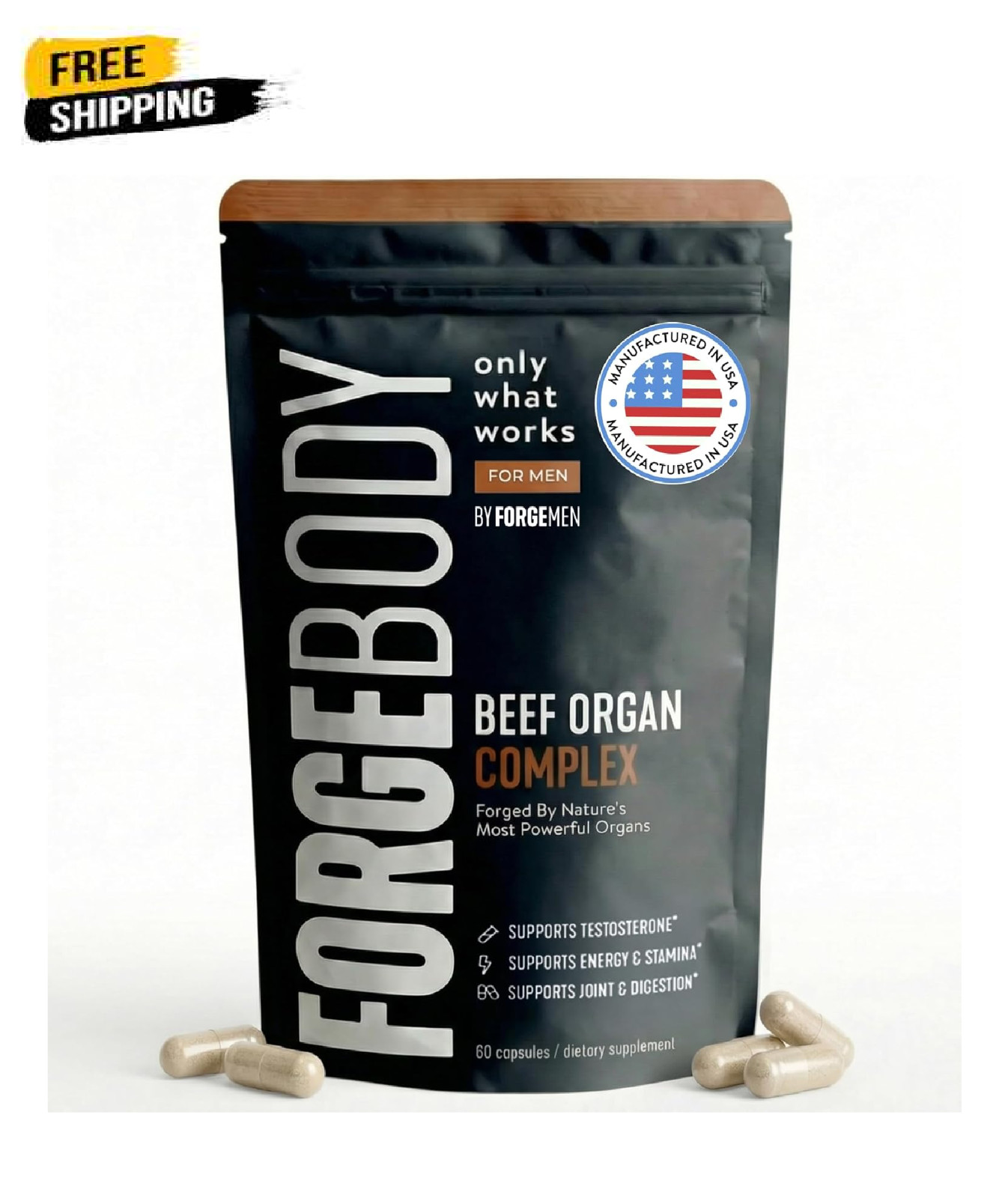 FORGEBODY® Beef Organ Complex Capsules [1 Month] – 100% Grass Fed Beef Organ Sup