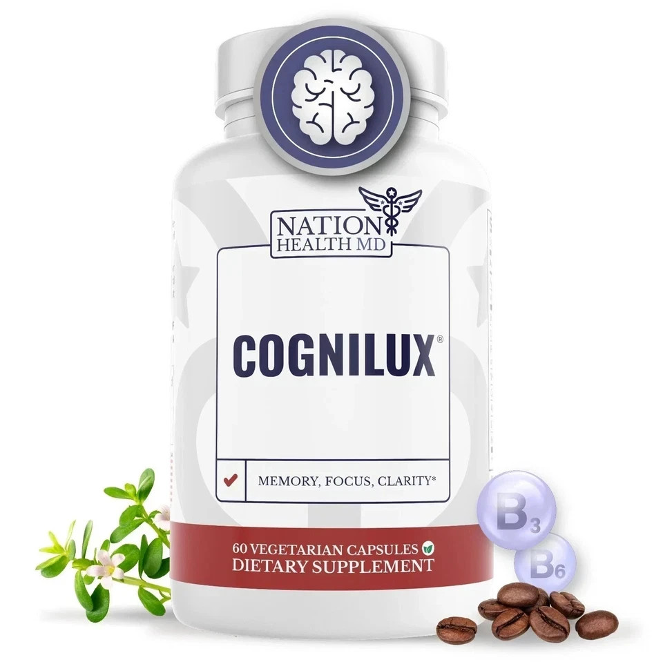 NATION HEALTH MD Cognilux Brain Support Supplement with Niacin, Pack of 1