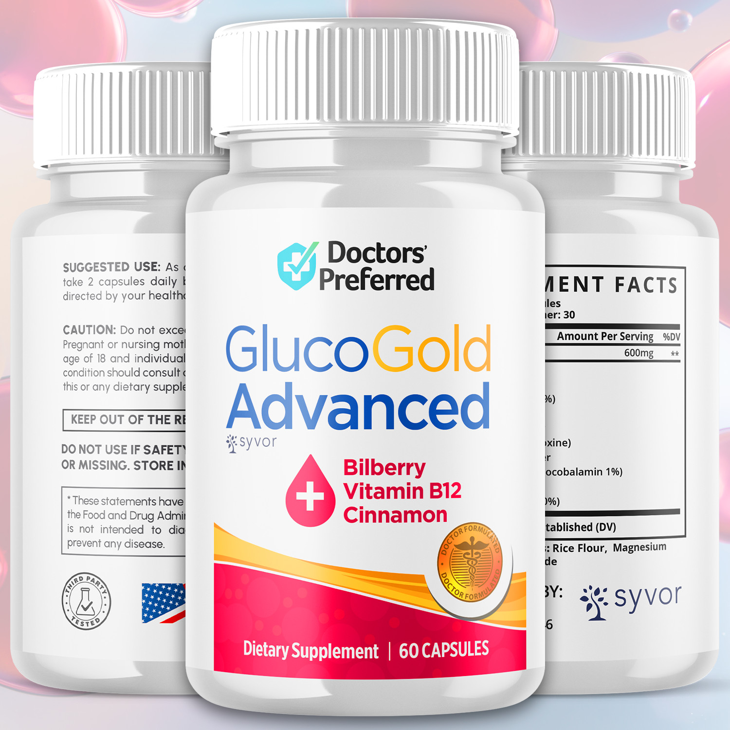 (2 Pack) Gluco Gold Blood Balance Advanced Support Glycogen Supplement 120 Caps