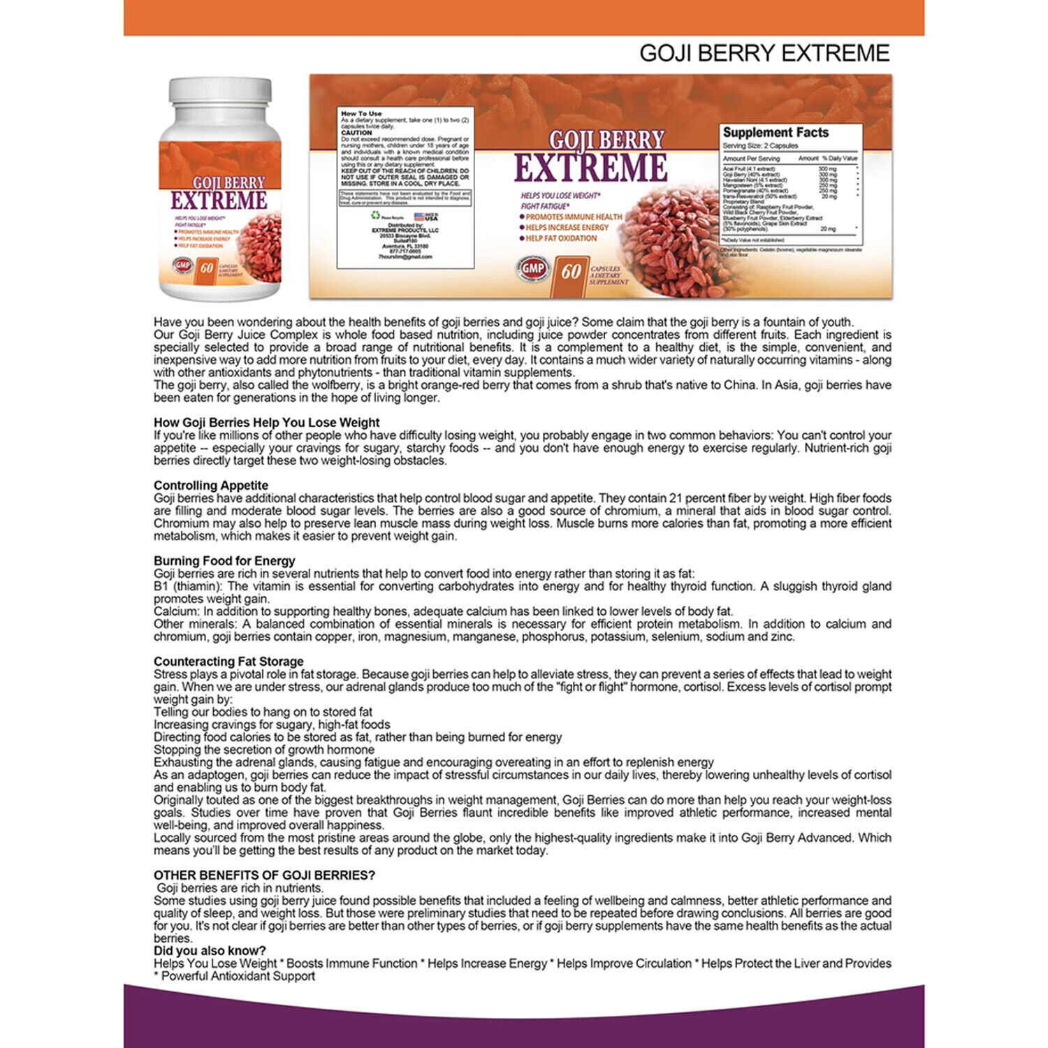 Goji Berry Immune Support Supplement and Apple Cider Vinegar Weight Management