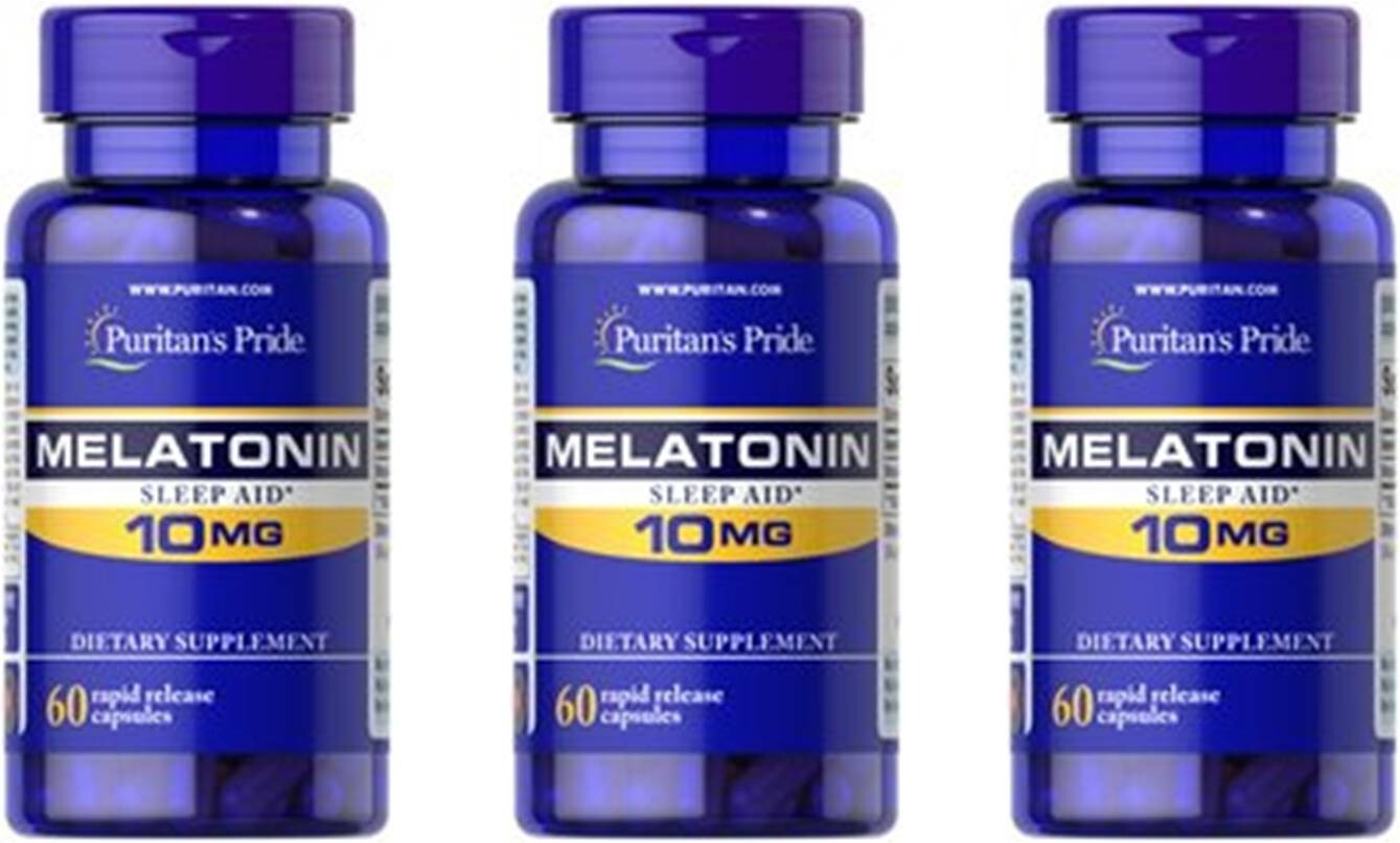 Melatonin 10Mg 3 Bottles X 60 Caps=180 rapid release capsules made in USA 2026